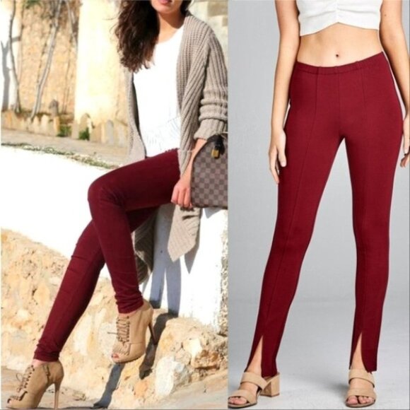MONICA Burgundy Skinny Pants - Picture 4 of 9